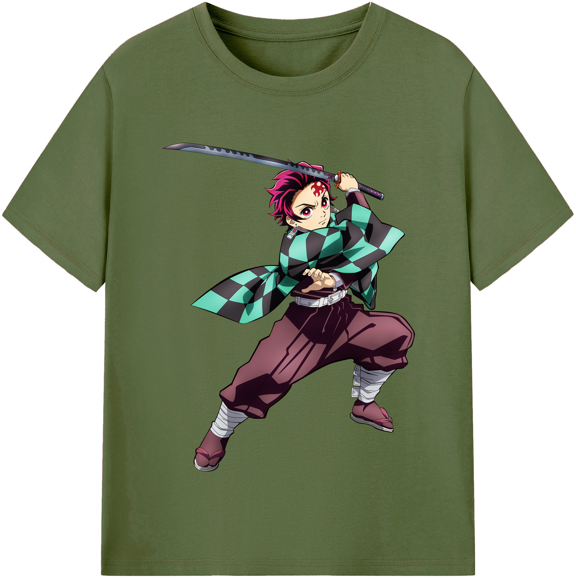 （画像用） 鬼滅の刃 竈門 炭治郎／かまど たんじろう Kamado Tanjirou 綿100％半袖Tシャツ（フロントプリント）
